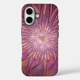 Abstract Modern Floral Fractal Art Berry Colours iPhone 16 Case