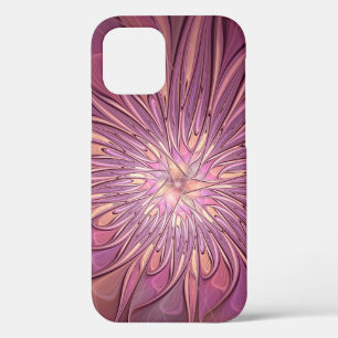 Abstract Modern Floral Fractal Art Berry Colours iPhone 12 Case