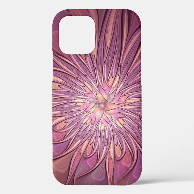 Abstract Modern Floral Fractal Art Berry Colours Case-Mate iPhone Case (Back)