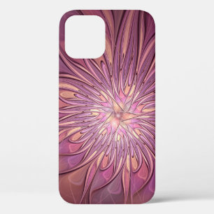 Abstract Modern Floral Fractal Art Berry Colours iPhone 12 Case