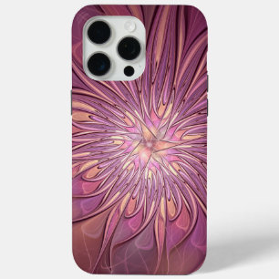 Abstract Modern Floral Fractal Art Berry Colours iPhone 15 Pro Max Case