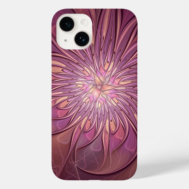 Abstract Modern Floral Fractal Art Berry Colours Case-Mate iPhone Case (Back)