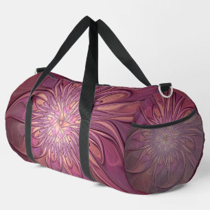 Abstract Modern Floral Fractal Art Berry Colours Duffle Bag