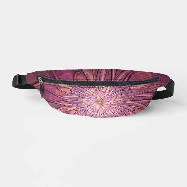 Abstract Modern Floral Fractal Art Berry Colours Fanny Pack (Front)