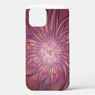Abstract Modern Floral Fractal Art Berry Colours iPhone 12 Case