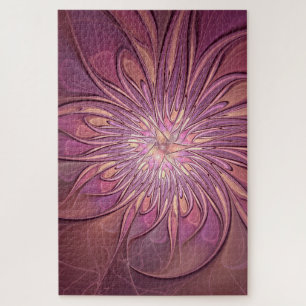 Abstract Modern Floral Fractal Art Berry Colours Jigsaw Puzzle