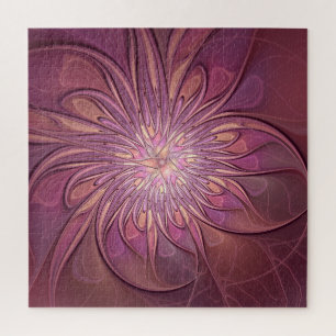 Abstract Modern Floral Fractal Art Berry Colours Jigsaw Puzzle