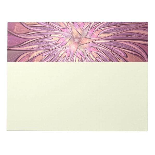 Abstract Modern Floral Fractal Art Berry Colours Notepad (Front)