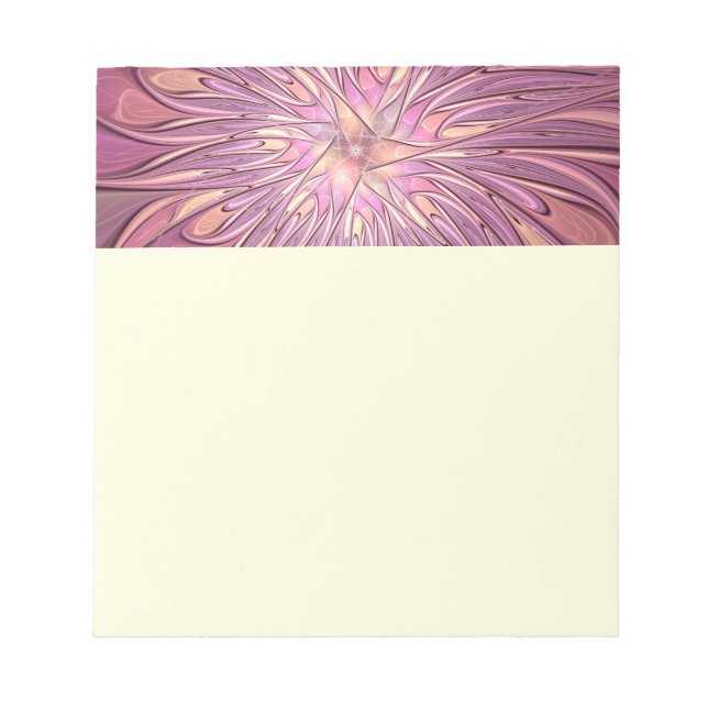 Abstract Modern Floral Fractal Art Berry Colours Notepad (Front)
