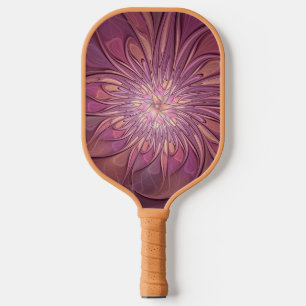 Abstract Modern Floral Fractal Art Berry Colours Pickleball Paddle