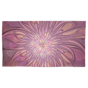 Abstract Modern Floral Fractal Art Berry Colours Pillowcase