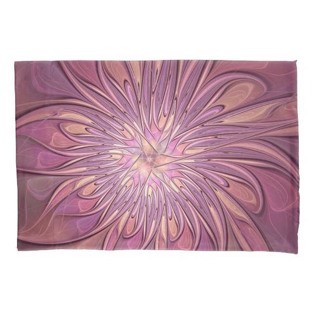 Abstract Modern Floral Fractal Art Berry Colours Pillowcase (Front)
