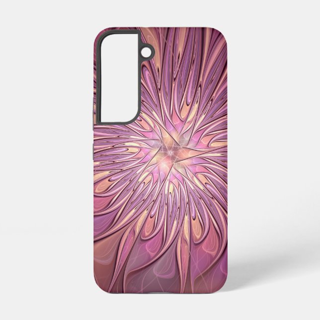 Abstract Modern Floral Fractal Art Berry Colours Samsung Galaxy S22 Case (Back)