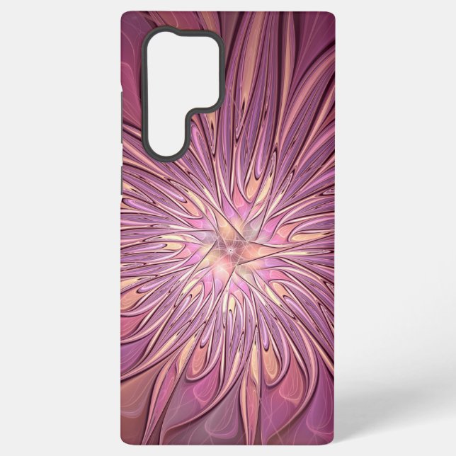 Abstract Modern Floral Fractal Art Berry Colours Samsung Galaxy S22 Ultra Case (Back)