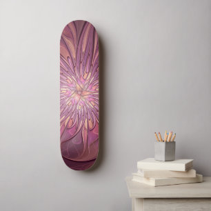 Abstract Modern Floral Fractal Art Berry Colours Skateboard