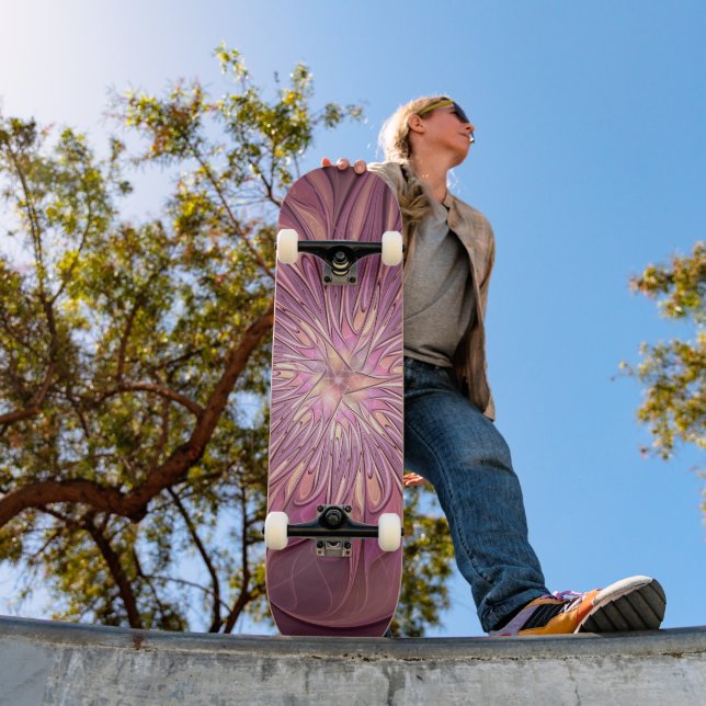 Abstract Modern Floral Fractal Art Berry Colours Skateboard (Outdoor 1)