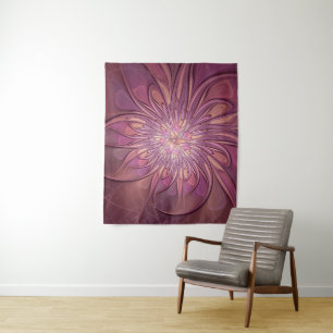Abstract Modern Floral Fractal Art Berry Colours Tapestry