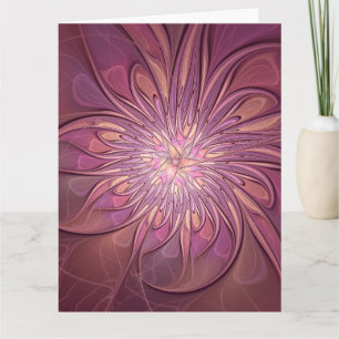 Abstract Modern Floral Fractal Art Berry Colours Thank You Card
