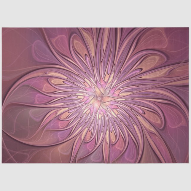 Abstract Modern Floral Fractal Art Berry Colours  Tissue Paper (Front)
