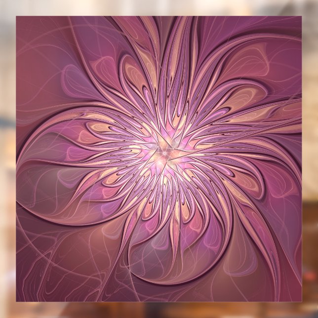 Abstract Modern Floral Fractal Art Berry Colours Window Cling (Sheet 2)