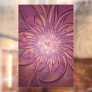 Abstract Modern Floral Fractal Art Berry Colours Window Cling