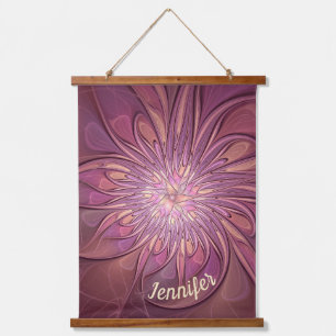 Abstract Modern Floral Fractal Berry Colours Name Hanging Tapestry