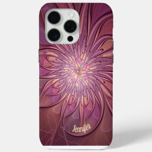 Abstract Modern Floral Fractal Berry Colours Name iPhone 15 Pro Max Case