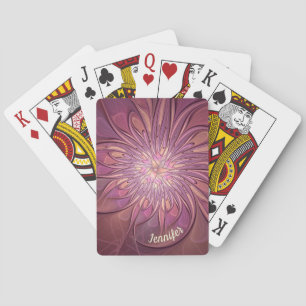 Abstract Modern Floral Fractal Berry Colours Name Playing Cards
