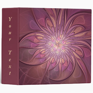 Abstract Modern Floral Fractal Berry Colours Text Binder