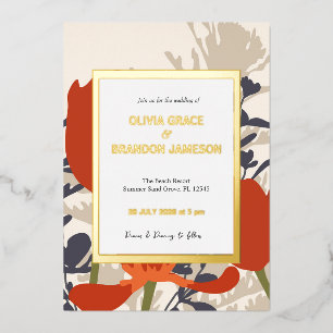 Abstract Modern Floral Wedding Gold 