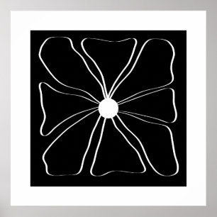Abstract Modern Flower Fine Art Black and White Poster