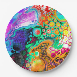 Abstract Modern Fluid Art Paper Plate