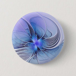 Abstract Modern Fractal Art Lavender Blue 2 Inch Round Button