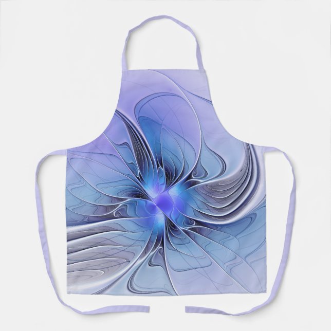 Abstract Modern Fractal Art Lavender Blue Apron (Front)