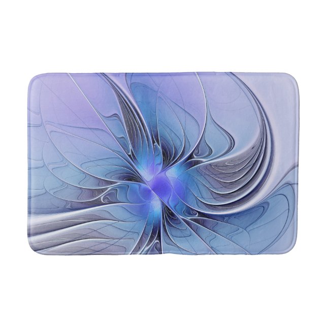 Abstract Modern Fractal Art Lavender Blue Bath Mat (Front)