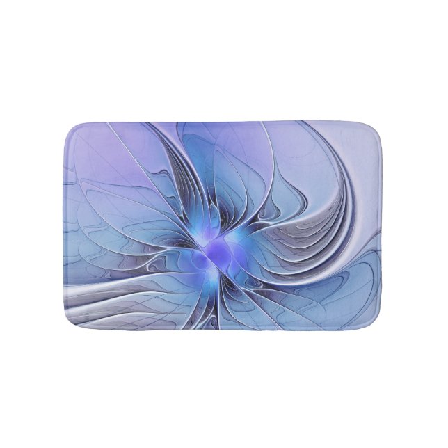 Abstract Modern Fractal Art Lavender Blue Bath Mat (Front)