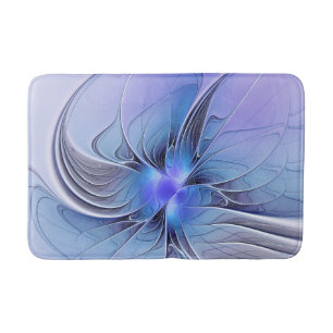 Abstract Modern Fractal Art Lavender Blue Bath Mat
