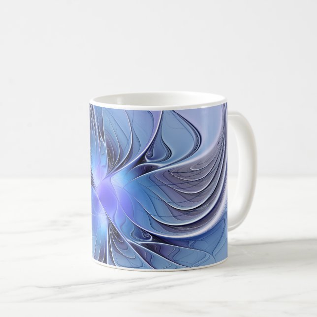 Abstract Modern Fractal Art Lavender Blue Coffee Mug (Front Right)