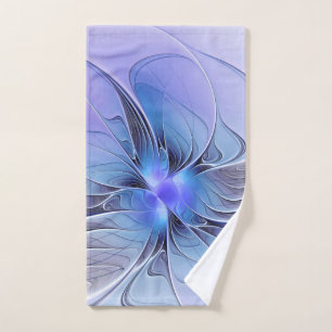 Abstract Modern Fractal Art Lavender Blue Hand Towel