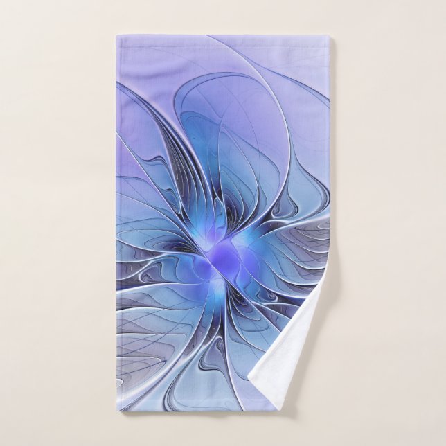 Abstract Modern Fractal Art Lavender Blue Hand Towel (Hand Towel)