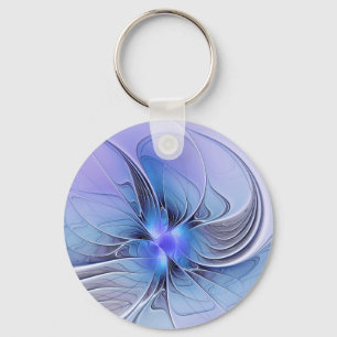 Abstract Modern Fractal Art Lavender Blue Keychain
