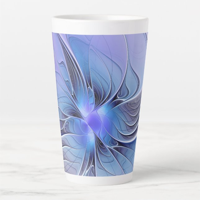 Abstract Modern Fractal Art Lavender Blue Latte Mug (Front)