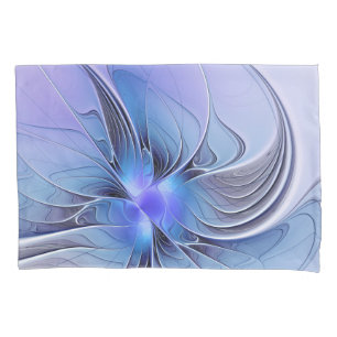 Abstract Modern Fractal Art Lavender Blue Pillowcase