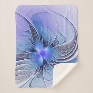 Abstract Modern Fractal Art Lavender Blue Sherpa Blanket