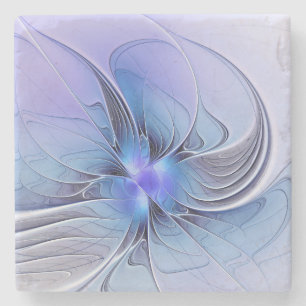 Abstract Modern Fractal Art Lavender Blue Stone Coaster