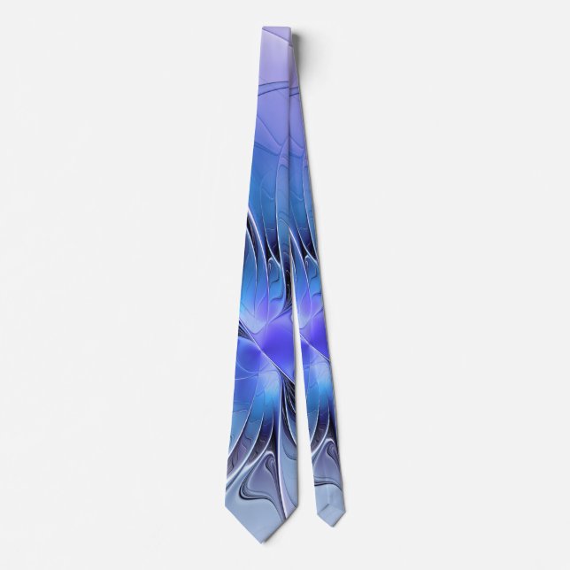 Abstract Modern Fractal Art Lavender Blue Tie (Front)