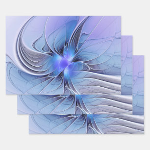 Abstract Modern Fractal Art Lavender Blue Wrapping Paper Sheet