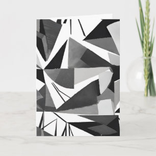 Abstract Modern Geometric Black & White Watercolor Card
