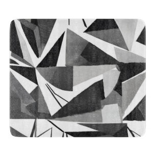 Abstract Modern Geometric Black & White Watercolor Cutting Board