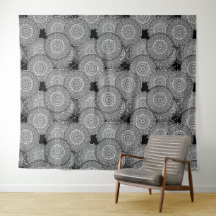 Abstract modern geometric circles round shapes man tapestry
